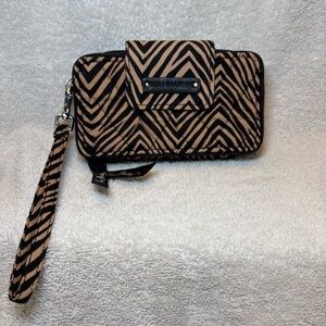 Vera Bradley Black and Tan Zebra Print Wallet Wristlet